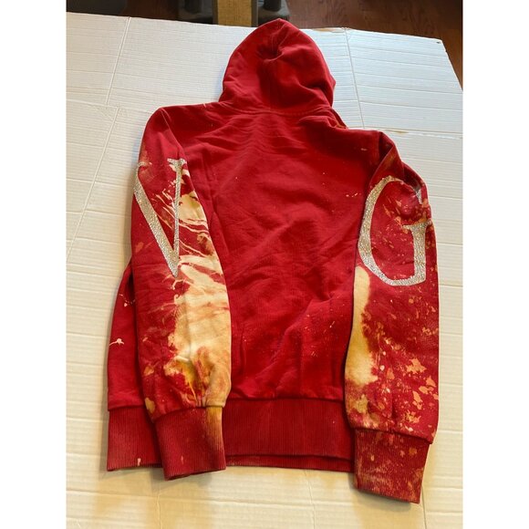 Avenue George V Paris men’s Red bleach art Leopard Hooded Sweatshirt S hoodie - Picture 2 of 16